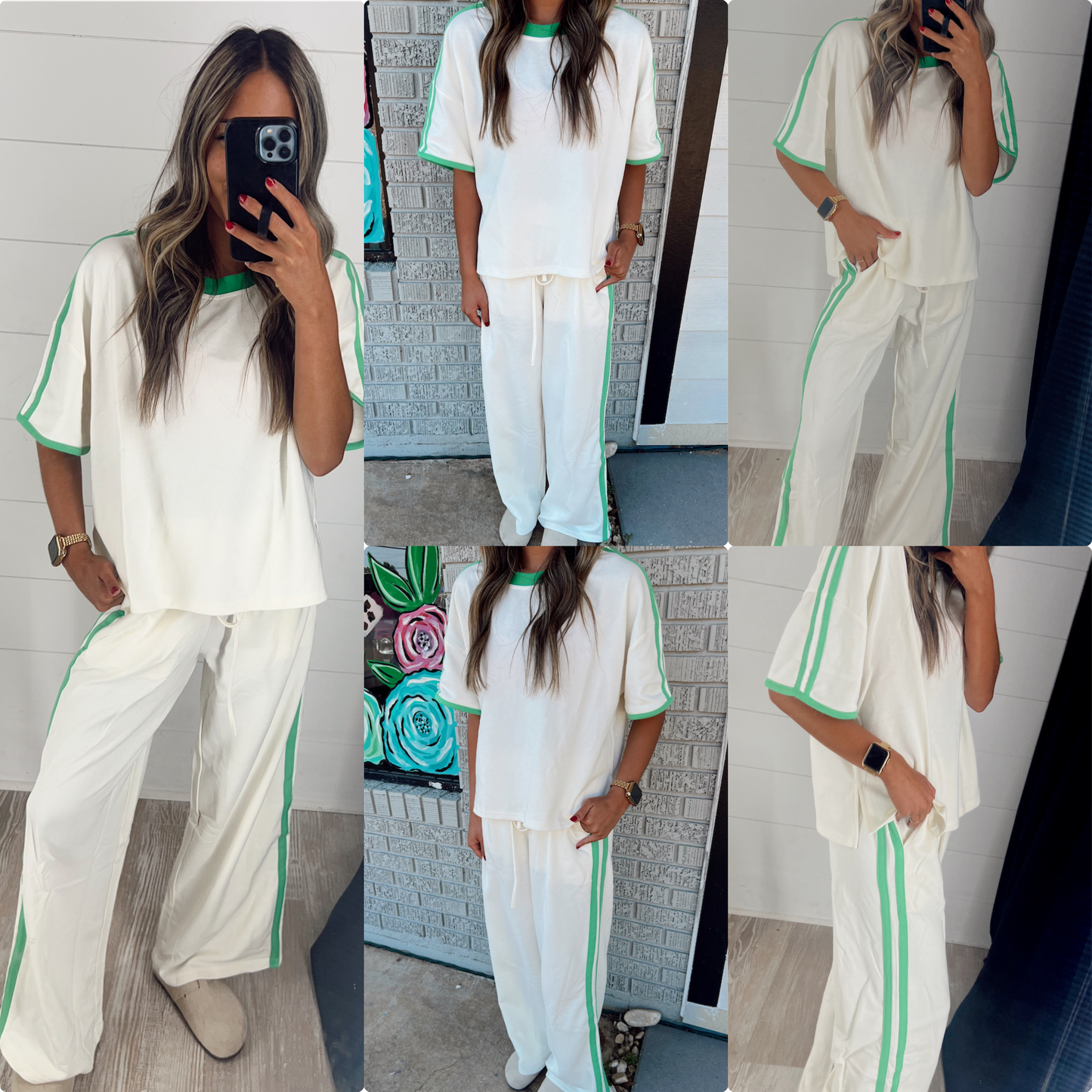 French Terry Knit Shortsleeve and Pants Set