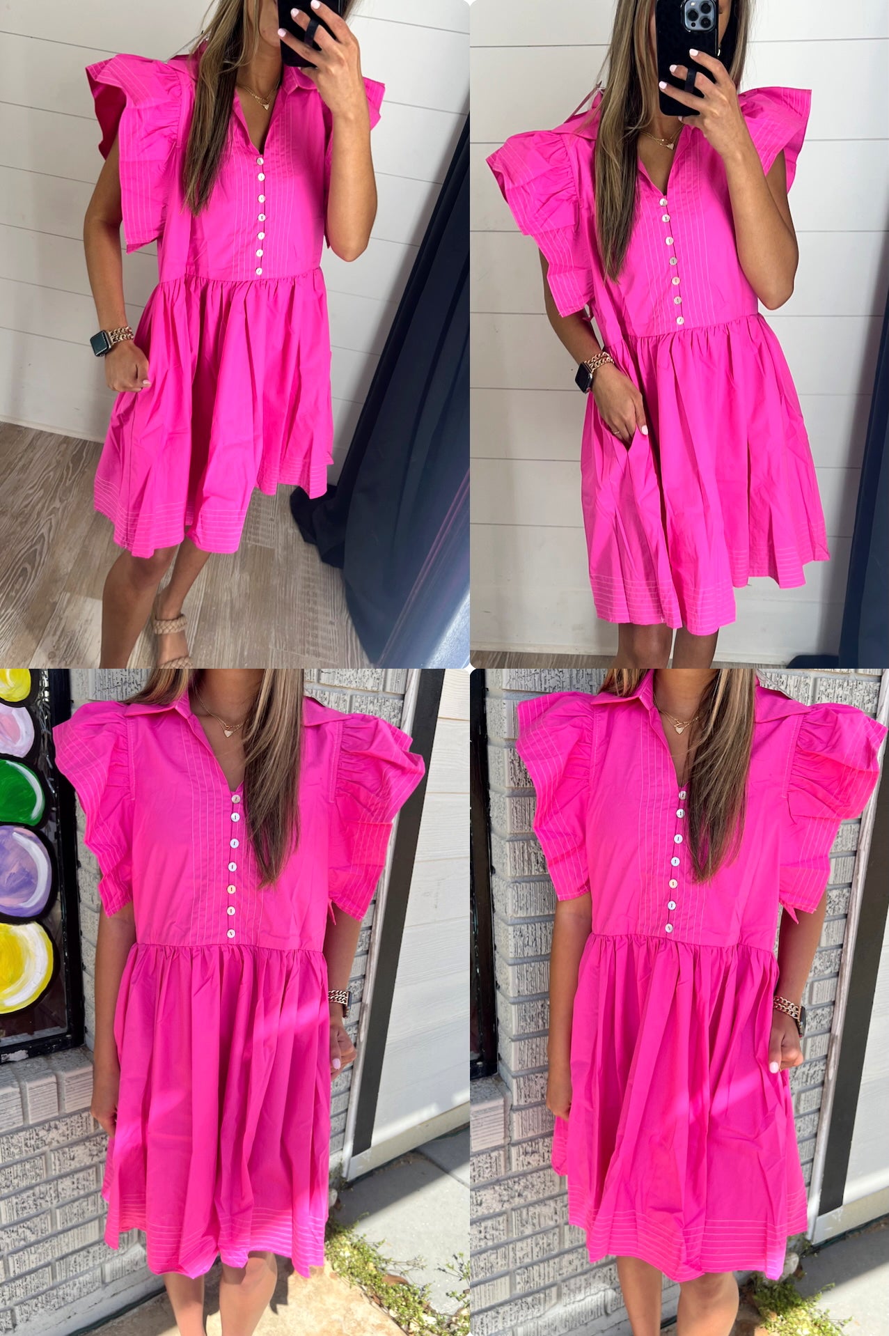 Barbie Pink Ruffle Sleeve Dress
