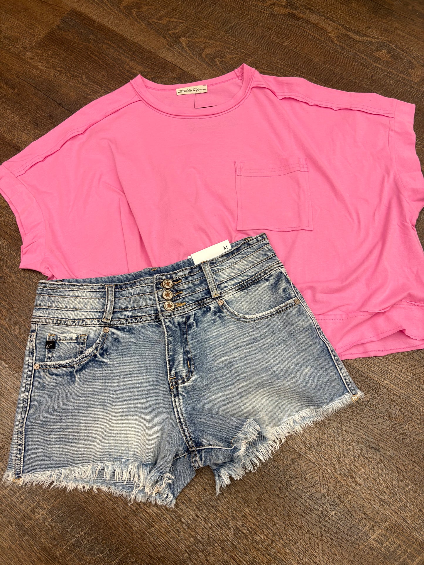 Candy Pink - Oversized Cropped Pocket Top