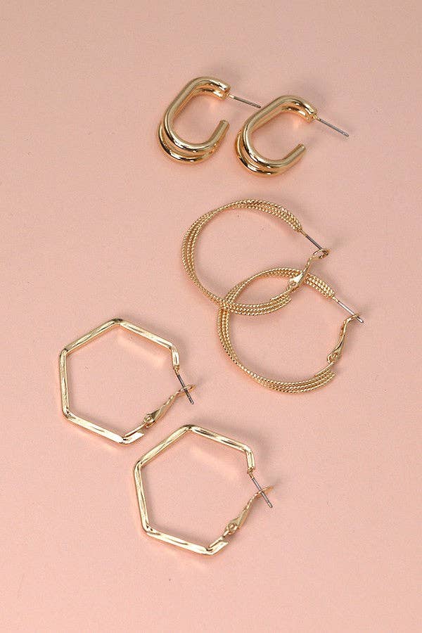 Set of 3 Hoop Earrings