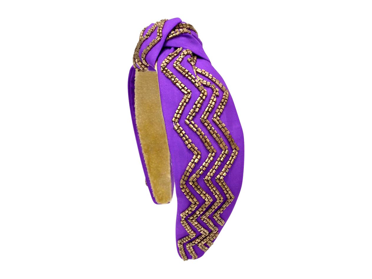 Headband Knot - Chevron - Purple and Gold