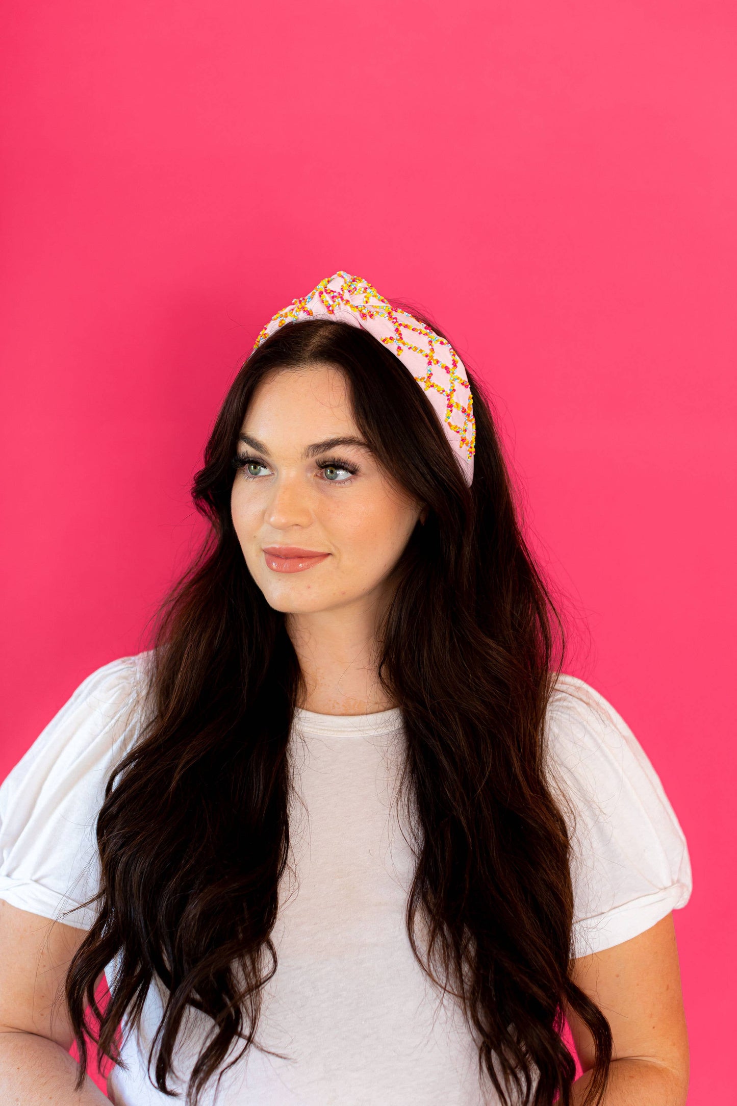 Seed Bead Knot Headband - Pink