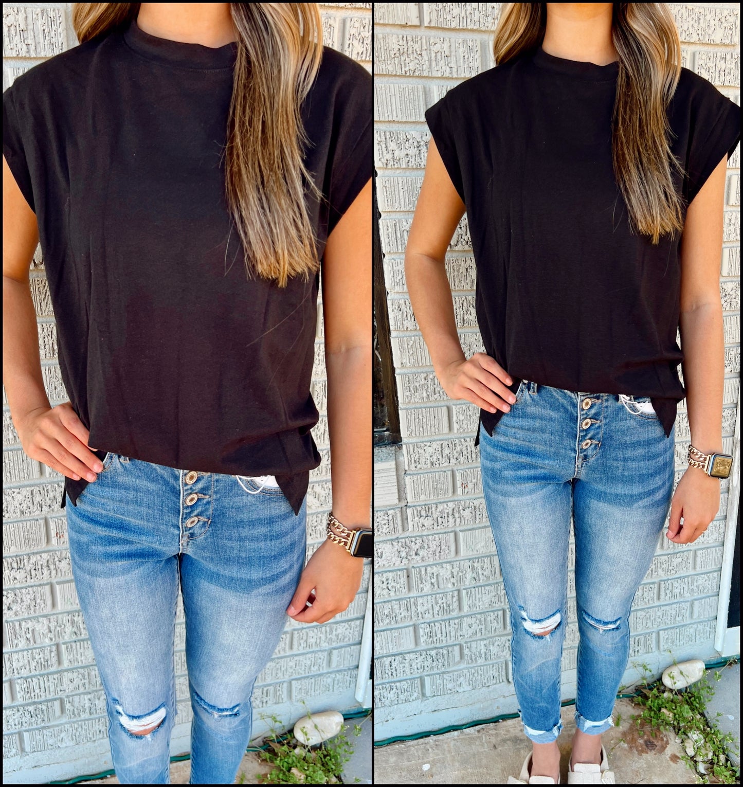 Black Cap Sleeve Top