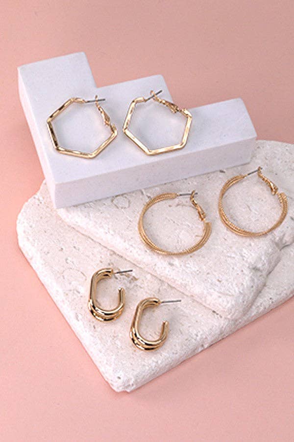 Set of 3 Hoop Earrings