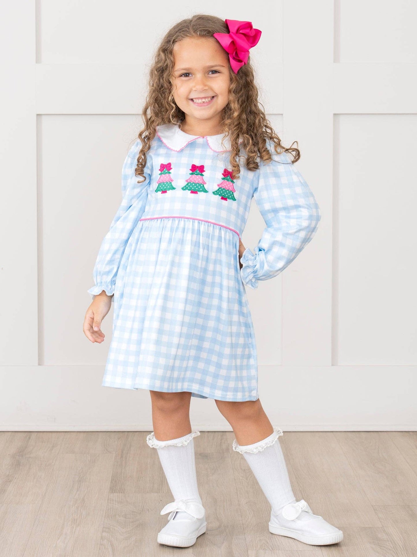 Winter Wonderland Embroidered Gingham Dress