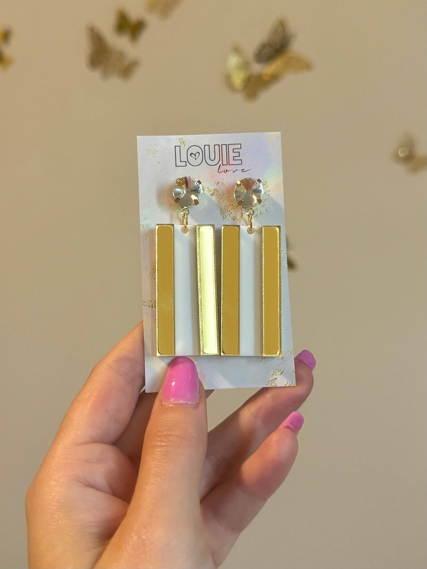 Gold and White Acrylic Louisiana LSU Tigers Earrings