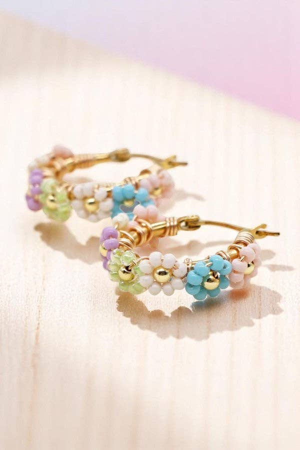 Cecilia Floral Beaded Earrings: Multicolor