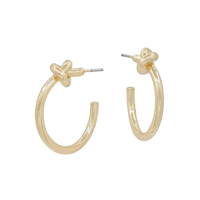 Gold Hoop with Top Knot Earring