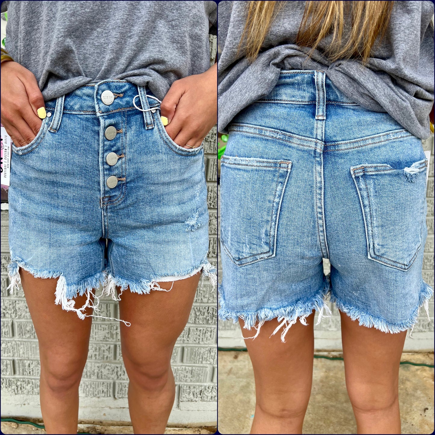 Risen High Rise Button Down Step Side