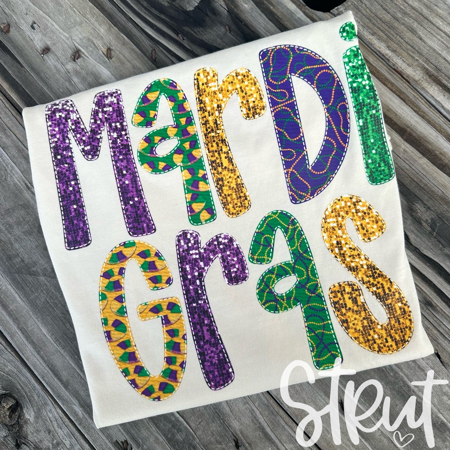 Mardi Gras - Faux Applique Tee