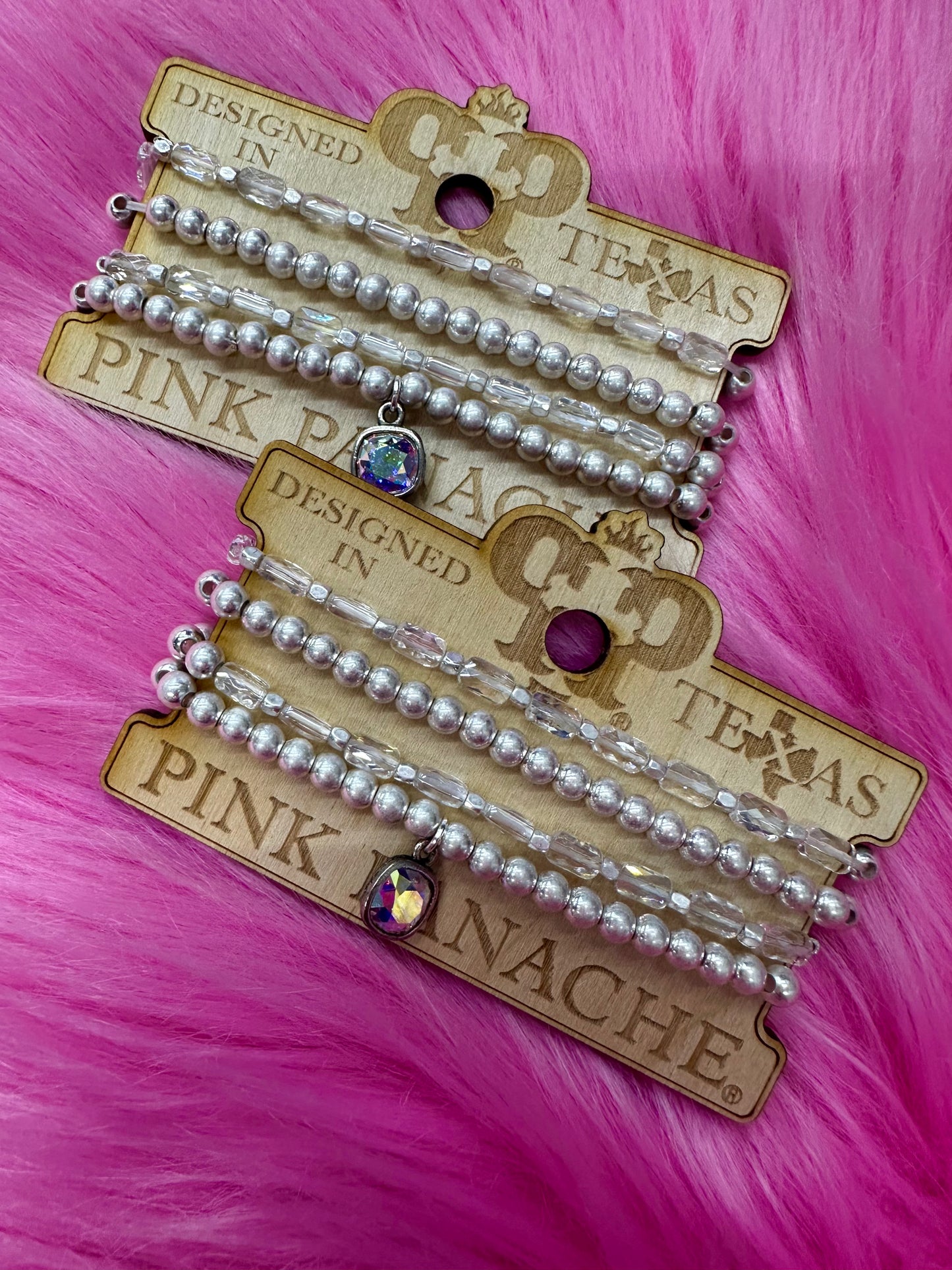 Silver 4 Strand Charm Bracelet