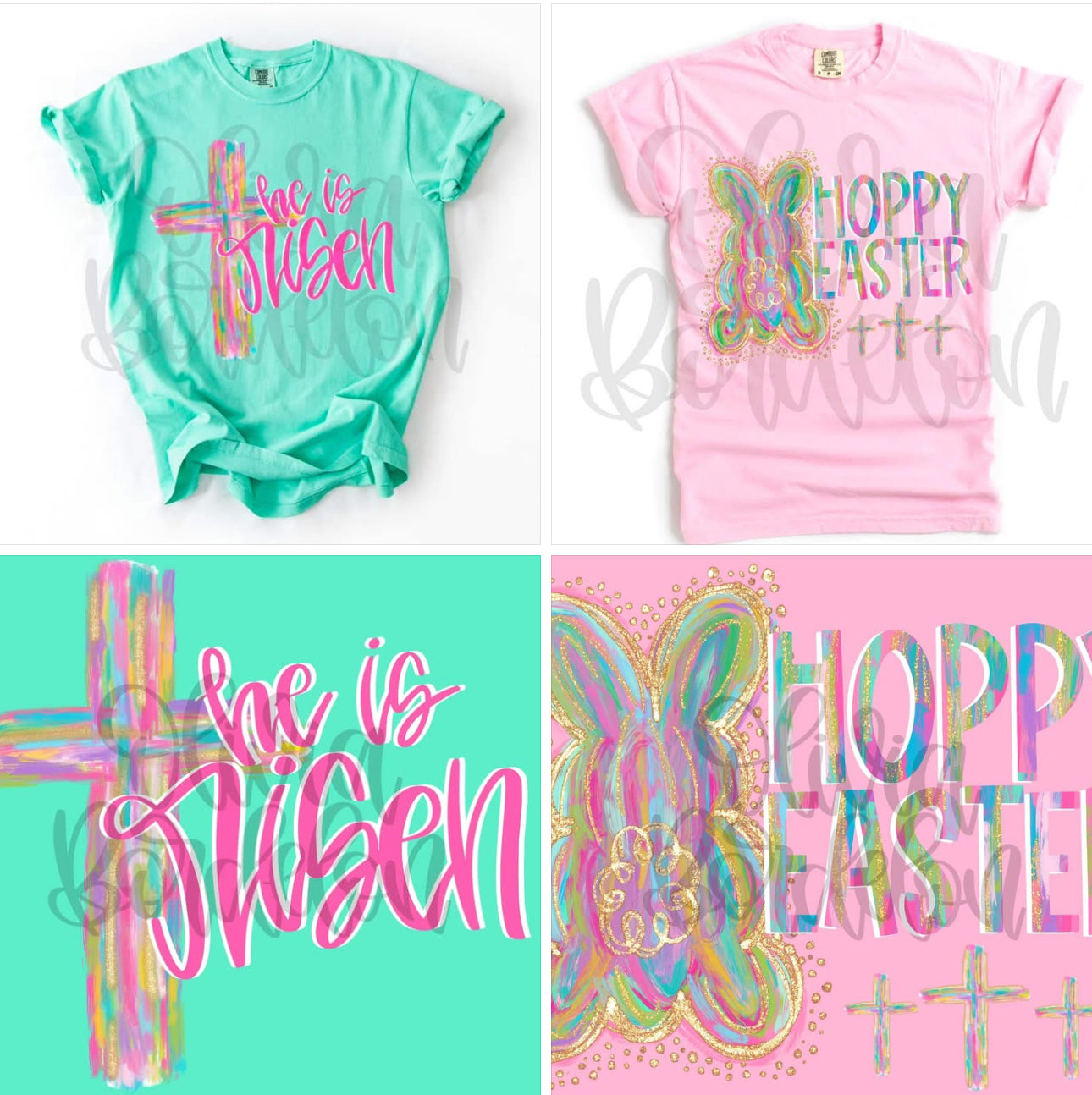Watercolor Cross - He Is Risen || Bunny Hoppy Easter