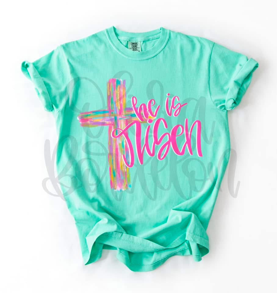 Watercolor Cross - He Is Risen || Bunny Hoppy Easter