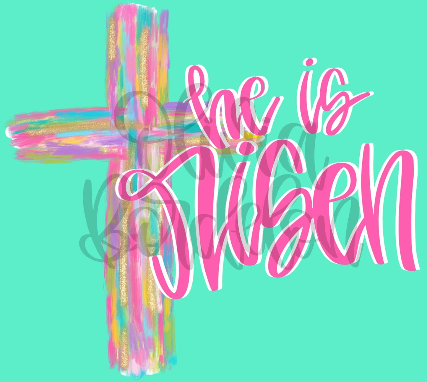 Watercolor Cross - He Is Risen || Bunny Hoppy Easter