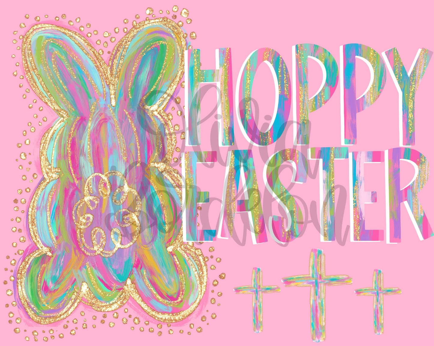Watercolor Cross - He Is Risen || Bunny Hoppy Easter