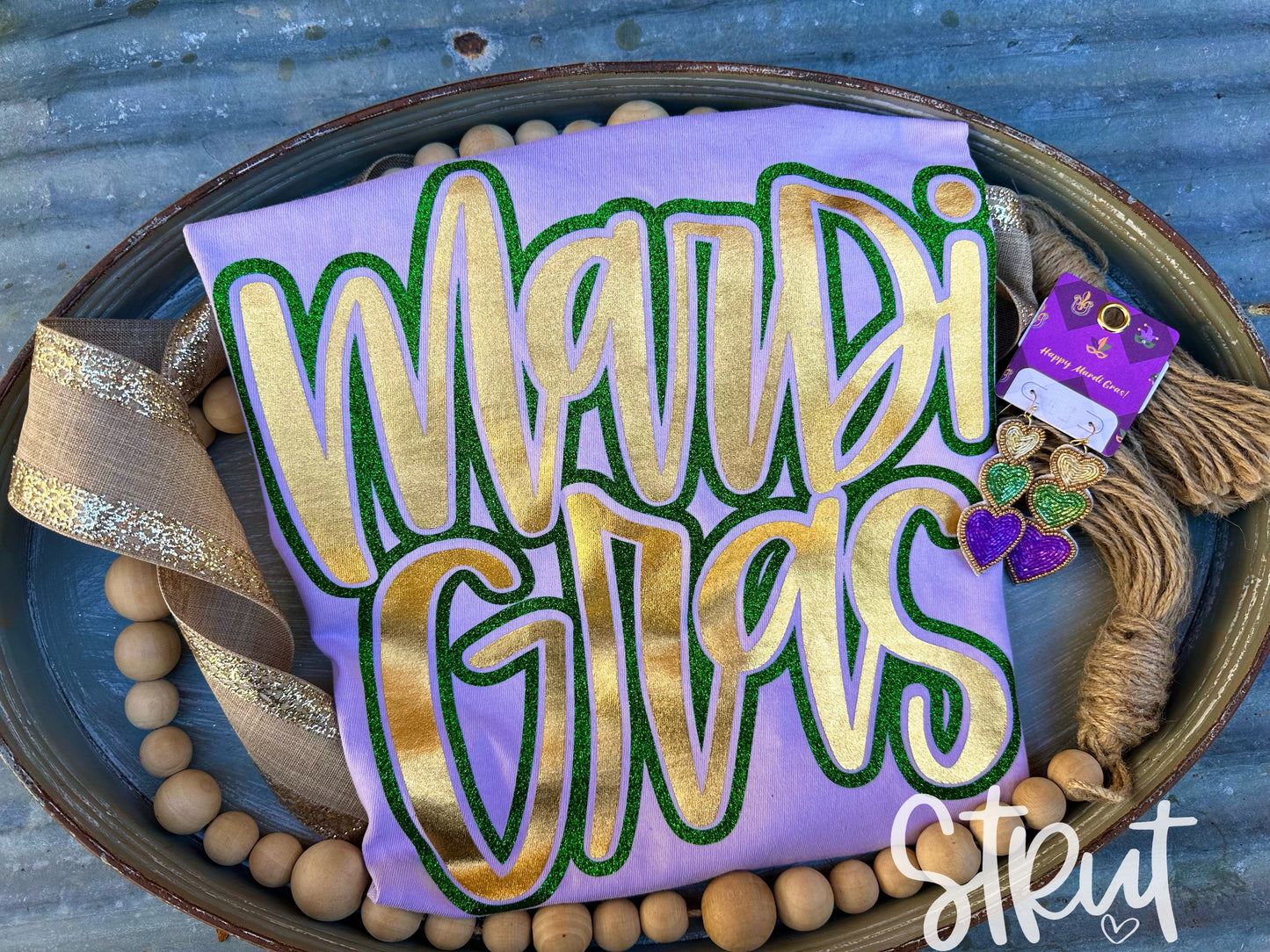 Handdrawn Double Layered Mardi Gras Tee