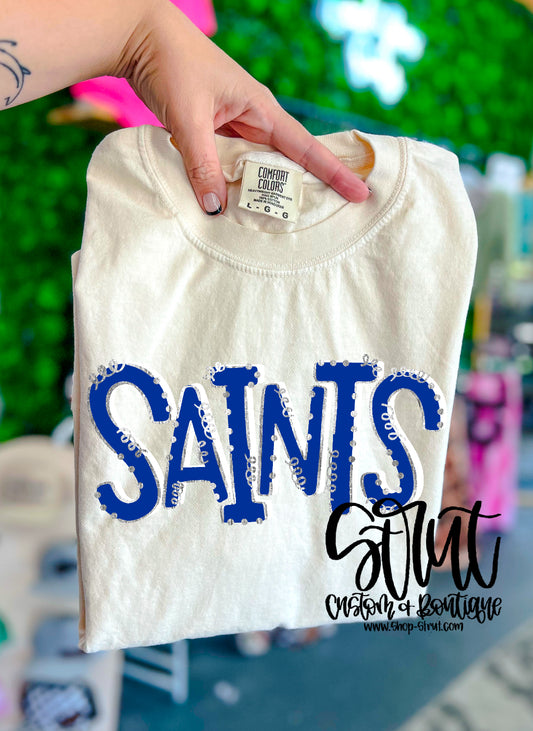 Saints Doodle Mascot Ivory Tee