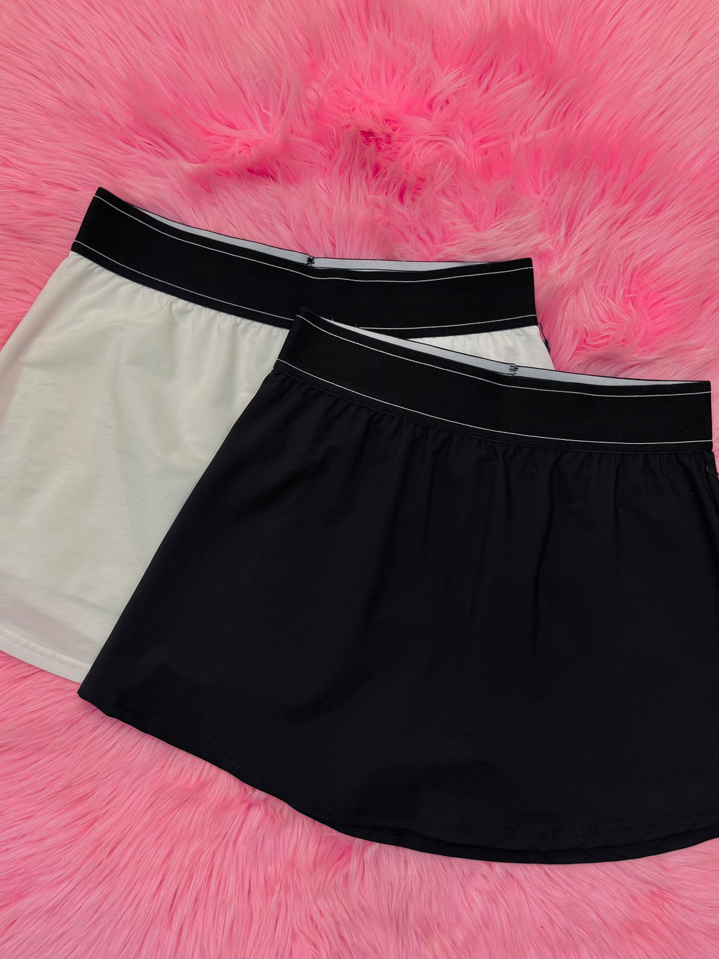 Black Lightweight Skort With Elastic Waistband