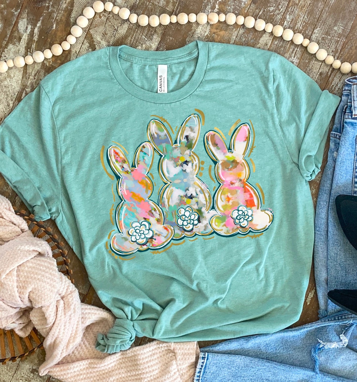 Abstract Bunny Trio - Dusty Blue