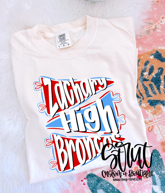Zachary Broncos Pennant Flags Tee