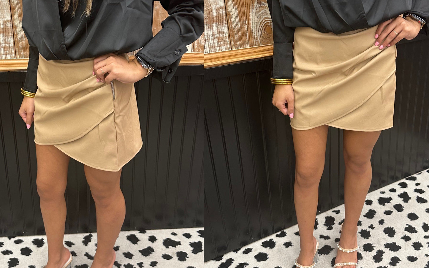 Nude Drape Mini Skirt