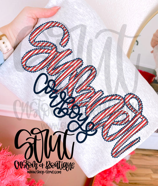 Pinstripe Sumner Faux Embroidery