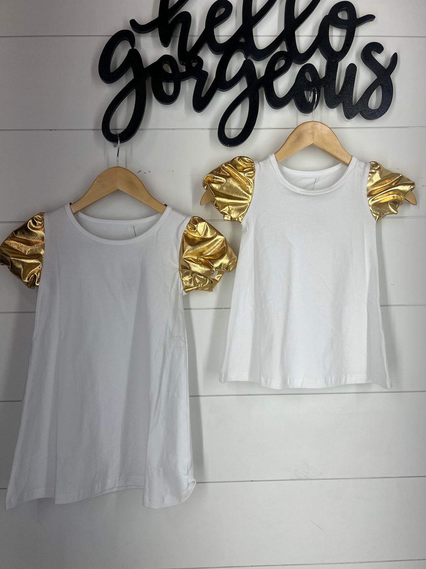 Kids Gold Puff Sleeve top