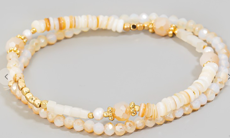 Nude Mixed Beaded Bracelet Set