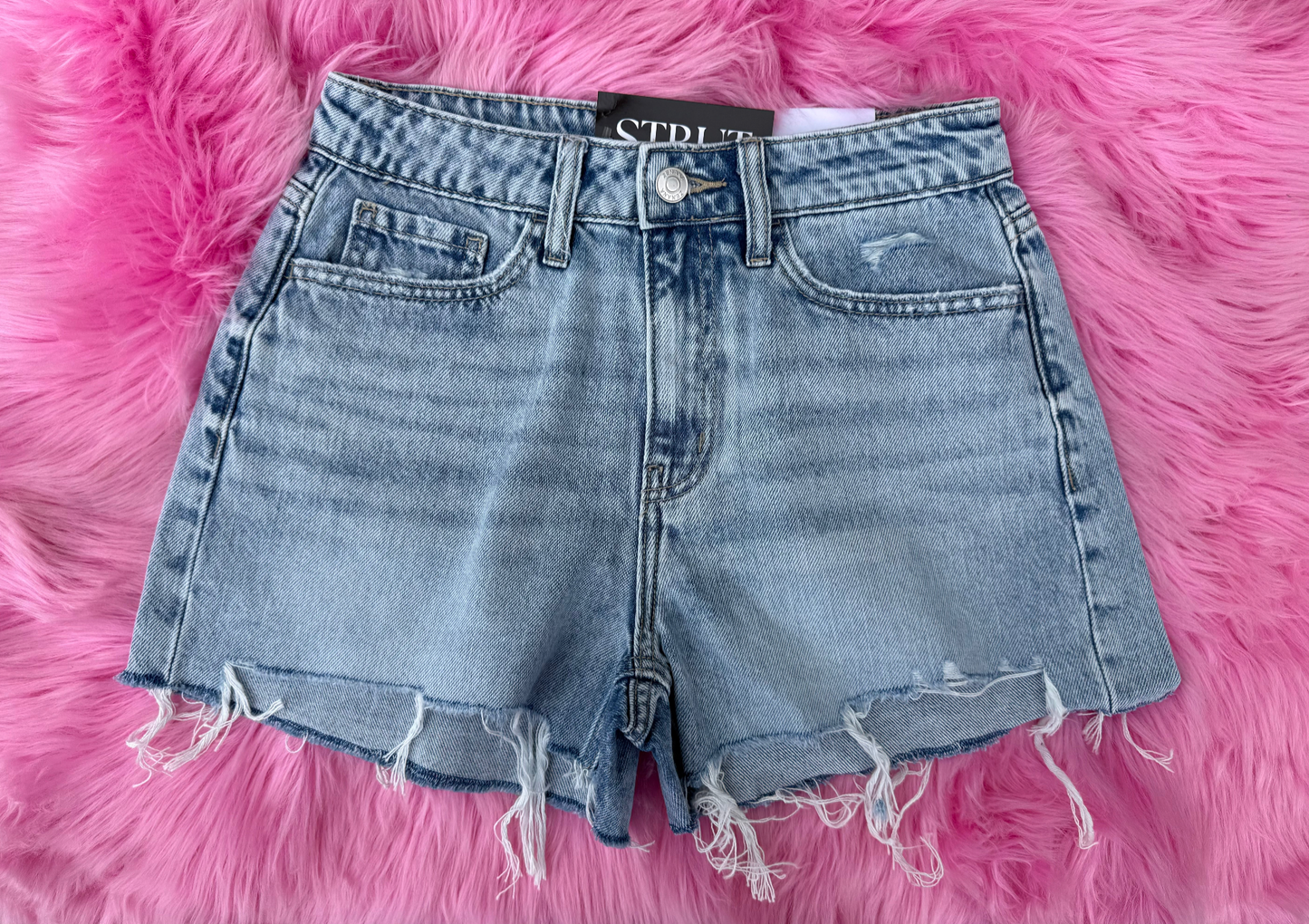 Very Distressed Hem Denim Shorts