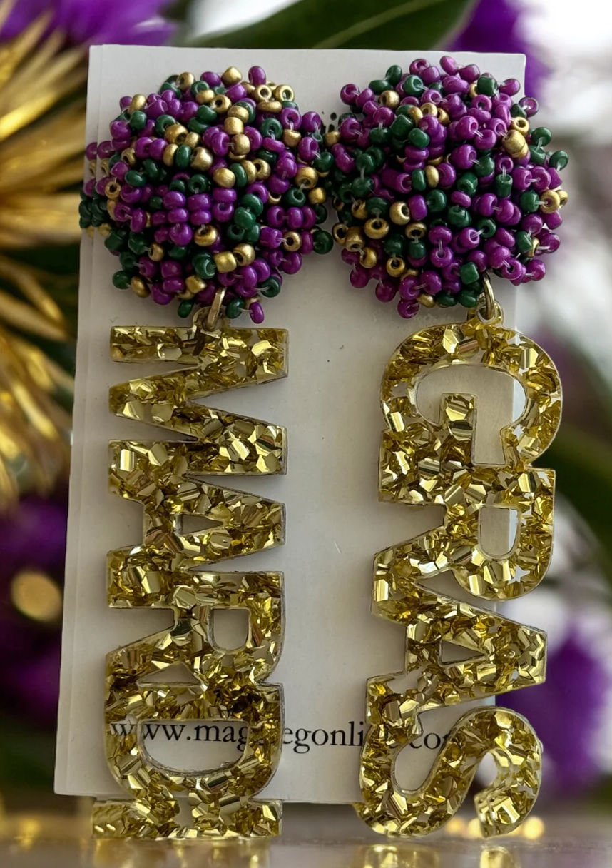 Mardi Gras Glitter Acrylic Earrings