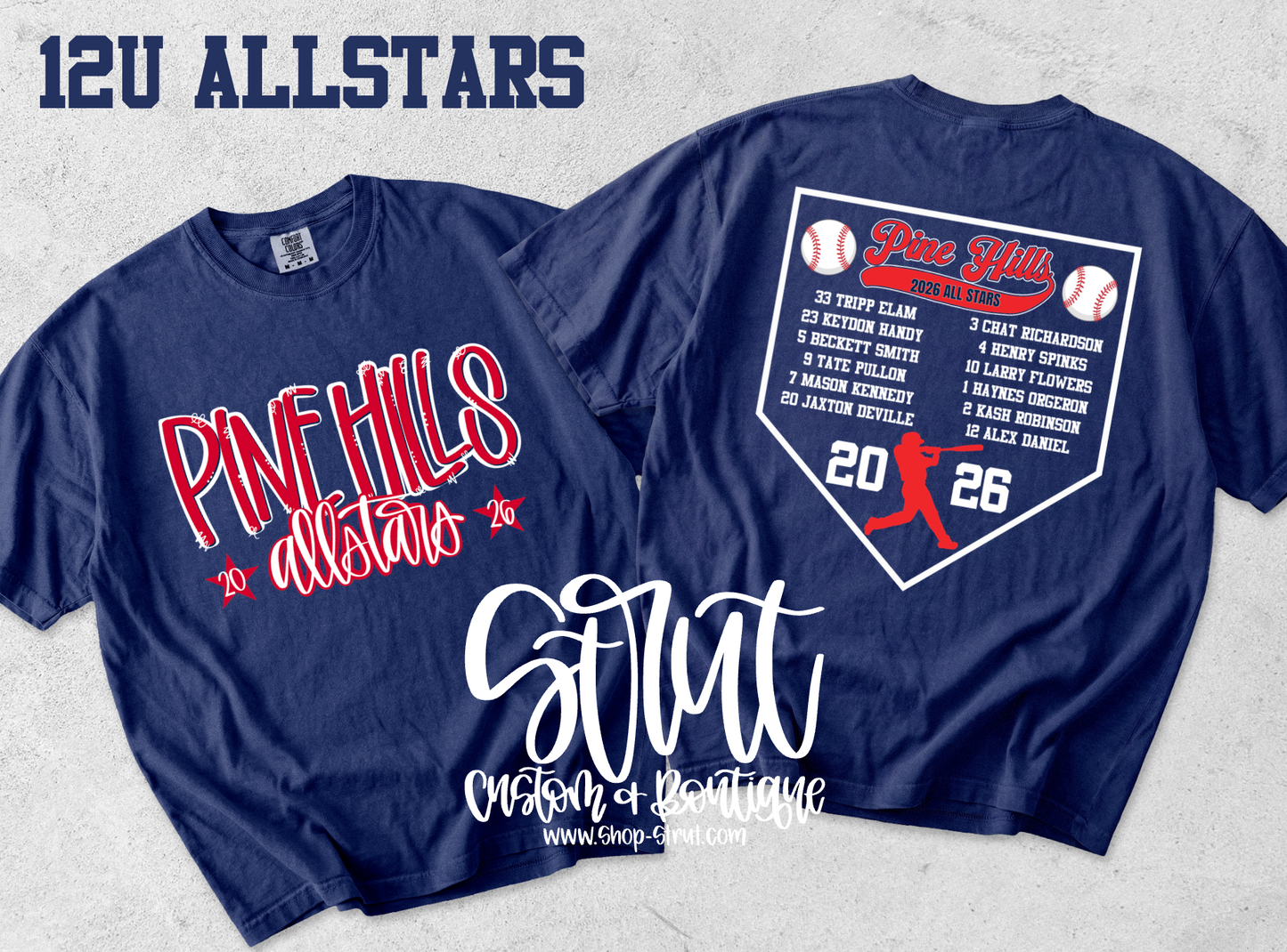 12U Pine Hills Allstars - Doodle Design