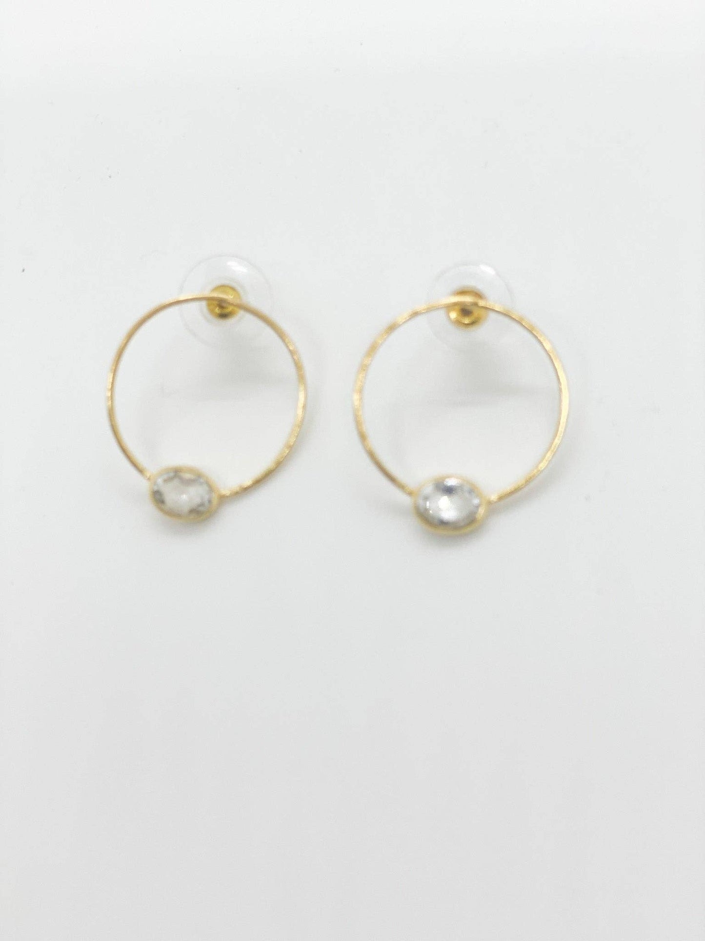 Crystal Quartz Gemstone Hoop Earrings