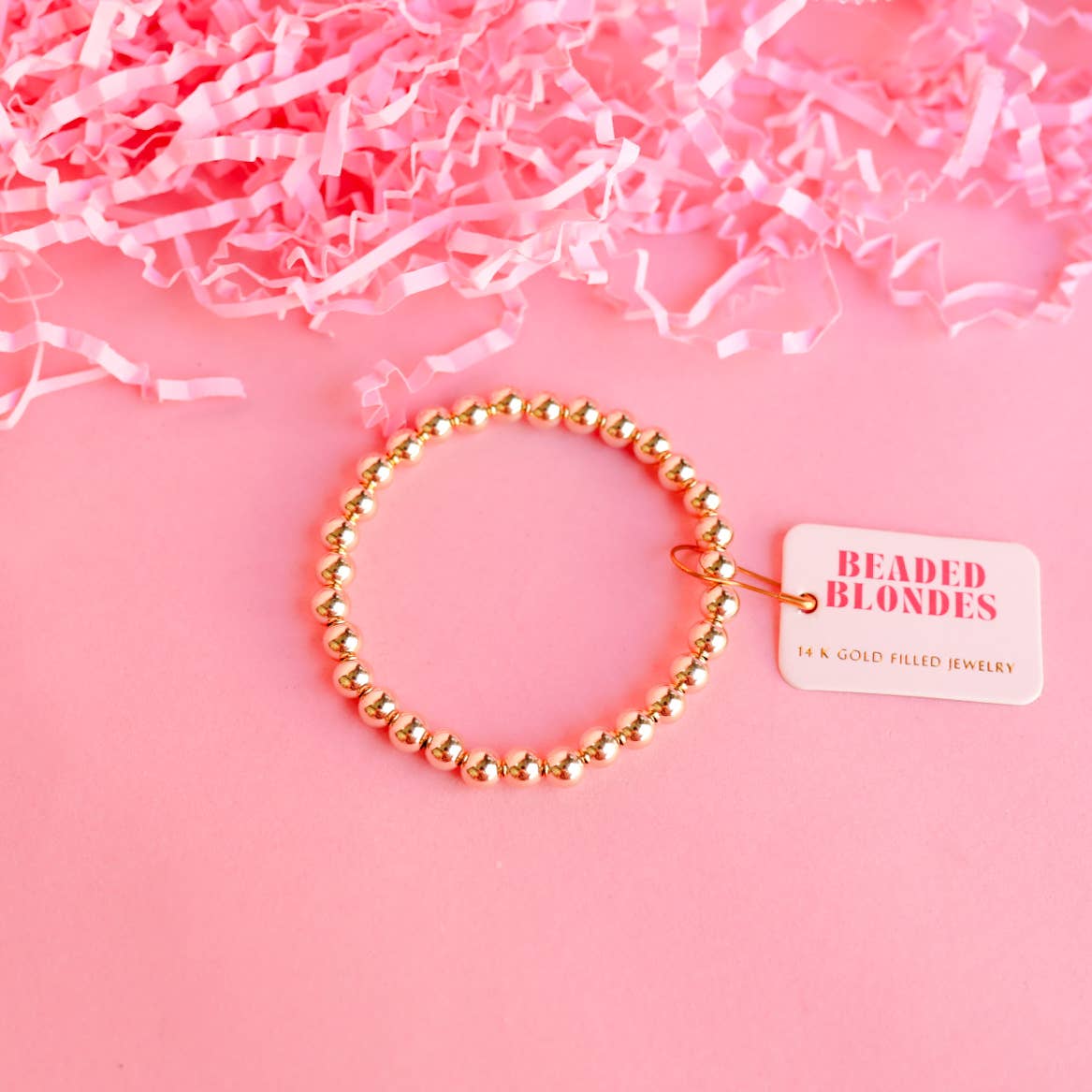 6MM Gold Beaded Bracelet: Petite 6.25 inch