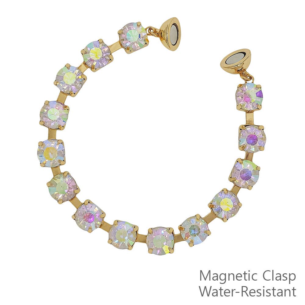 Clear AB Crystal Stone with Magnetic Closure Bracelet