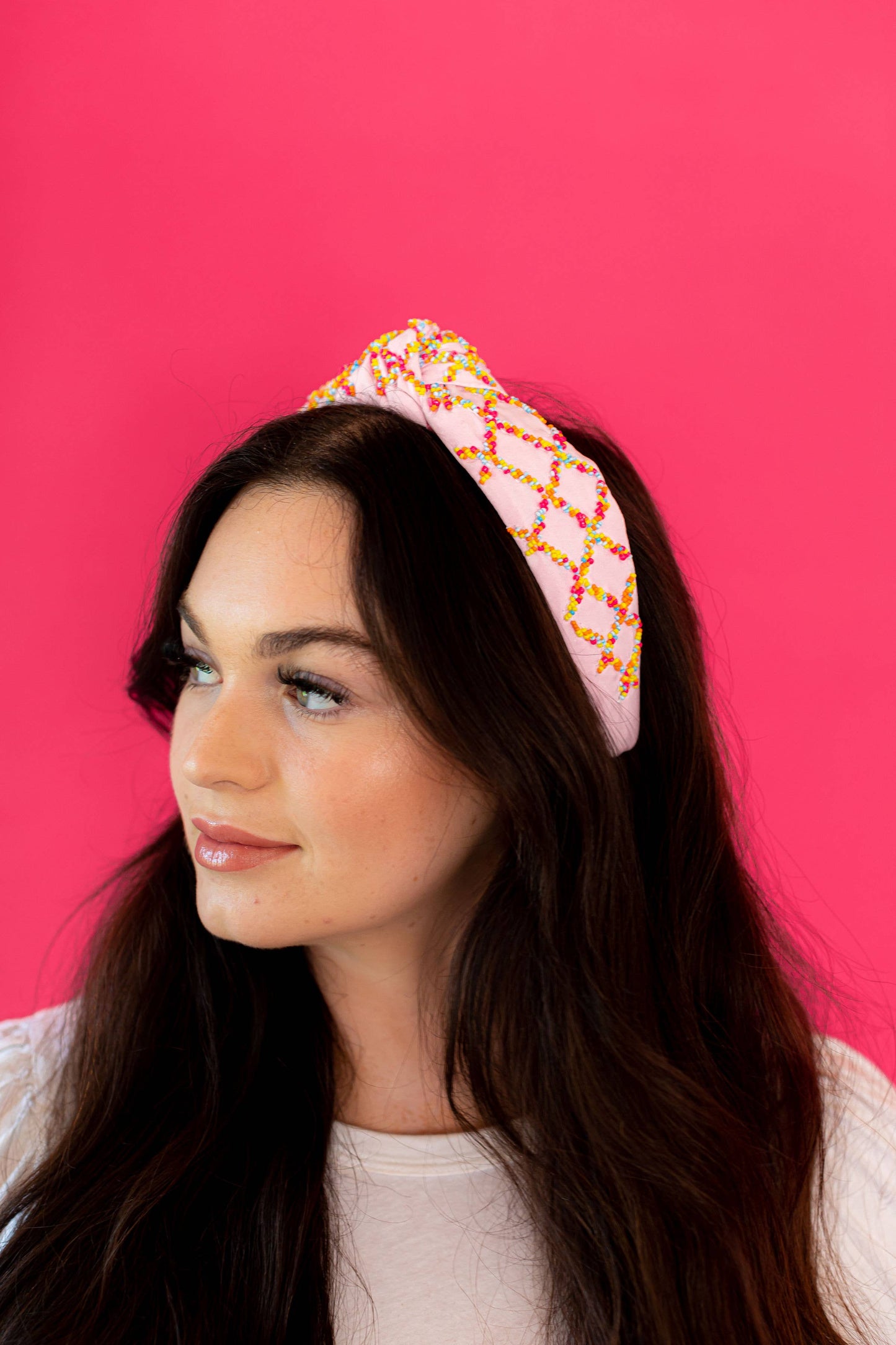 Seed Bead Knot Headband - Pink
