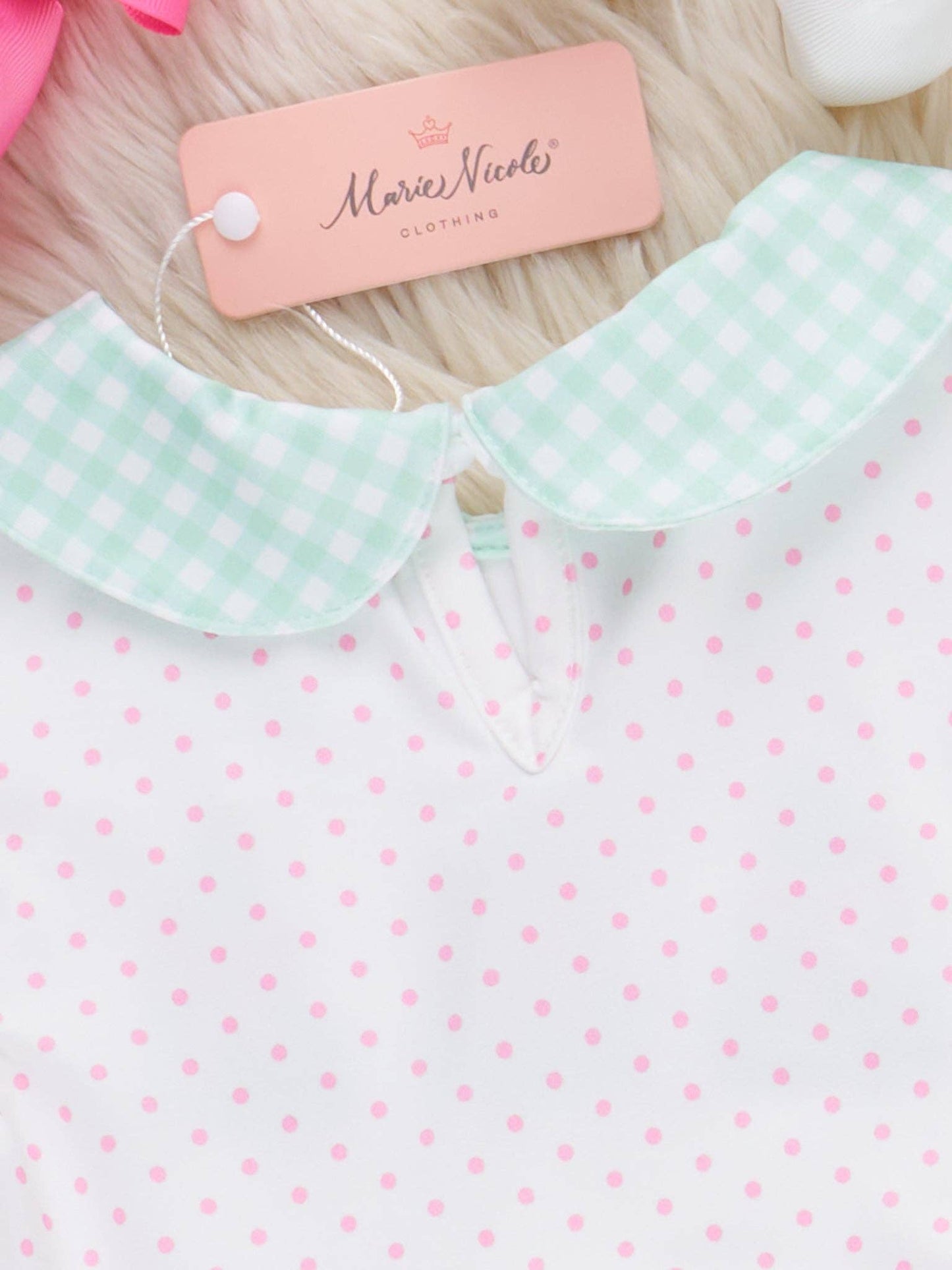 Polka Dottie Christmas Tree Embroidered Ruffle Dress