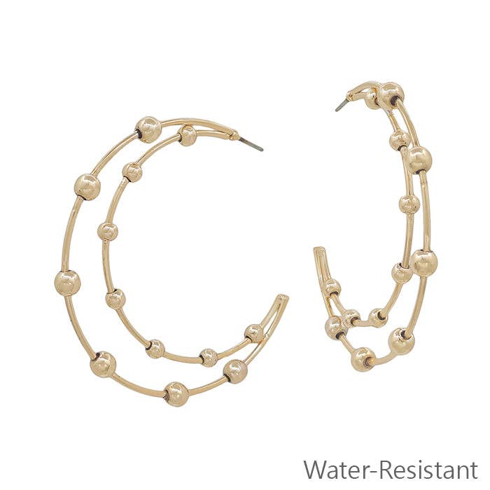 Gold Layered Hoop with Graduated Beading