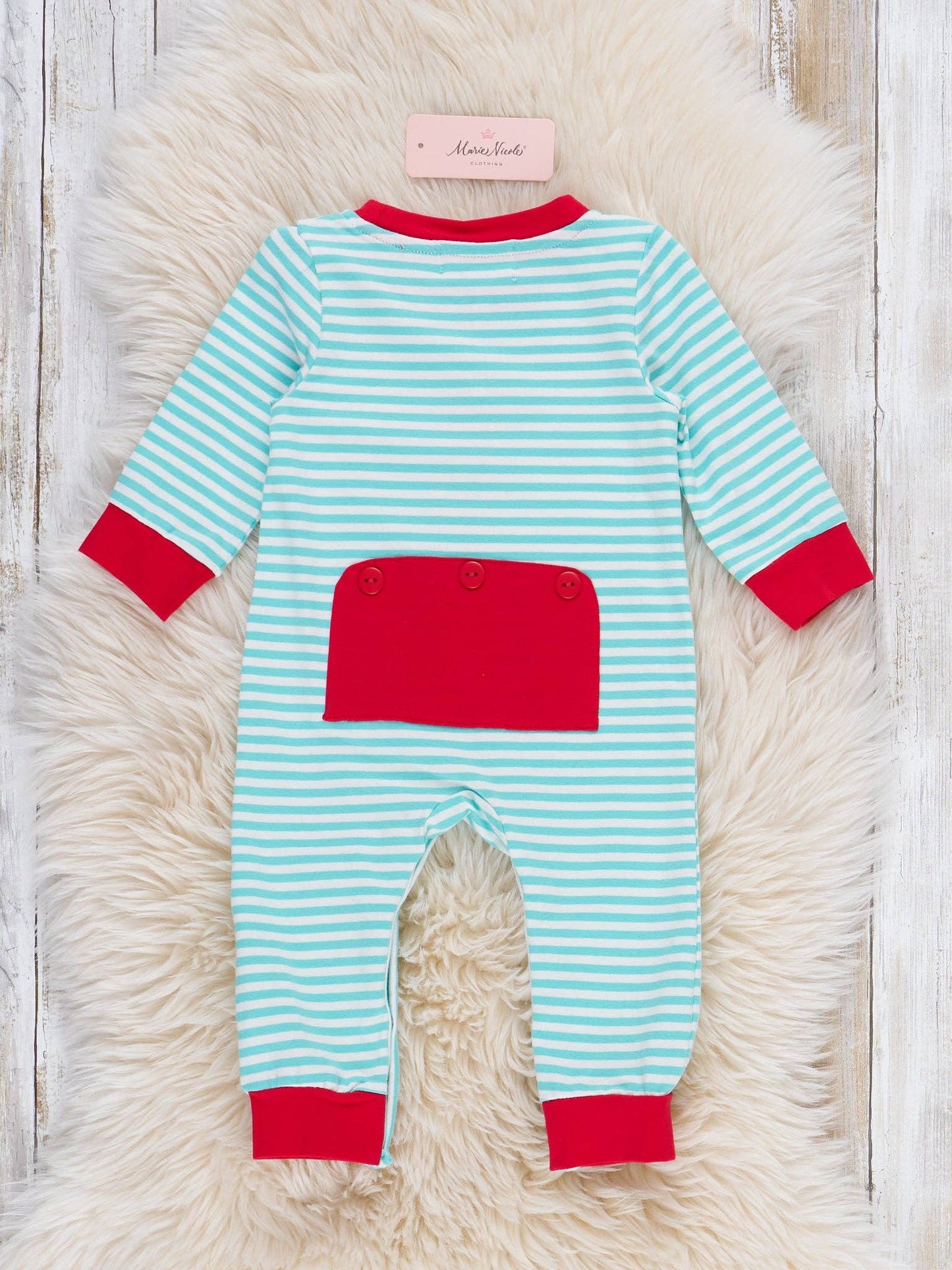 Christmas Cheer Striped Embroidered Romper
