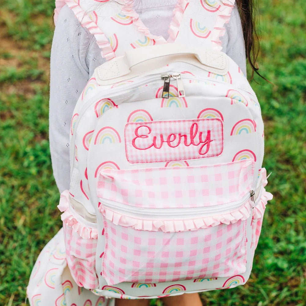 Rainbow Backpack Set w/ Plaid Lunch Box
