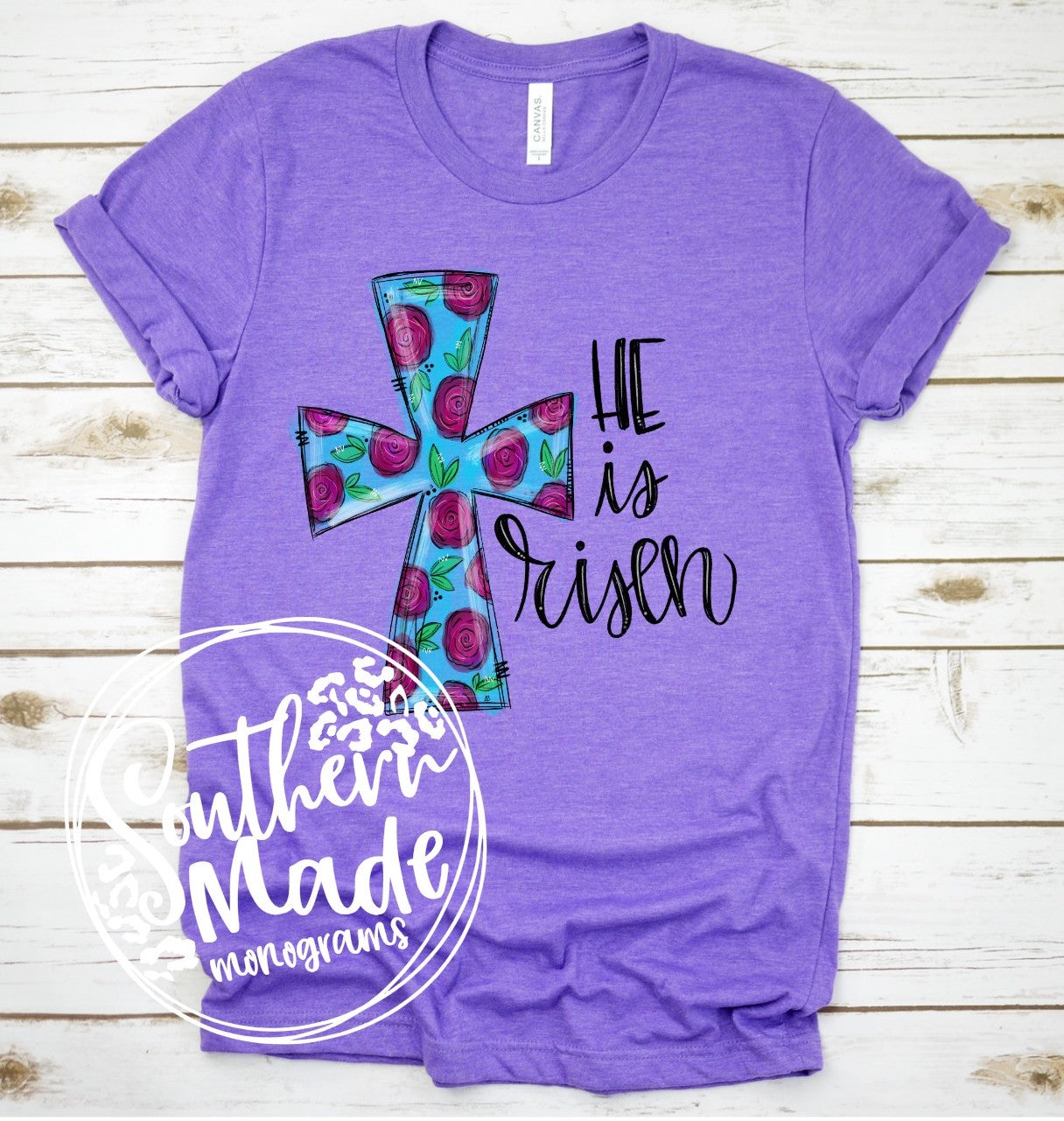 He Is Risen | Floral Cross - Choose Shirt Color & Style