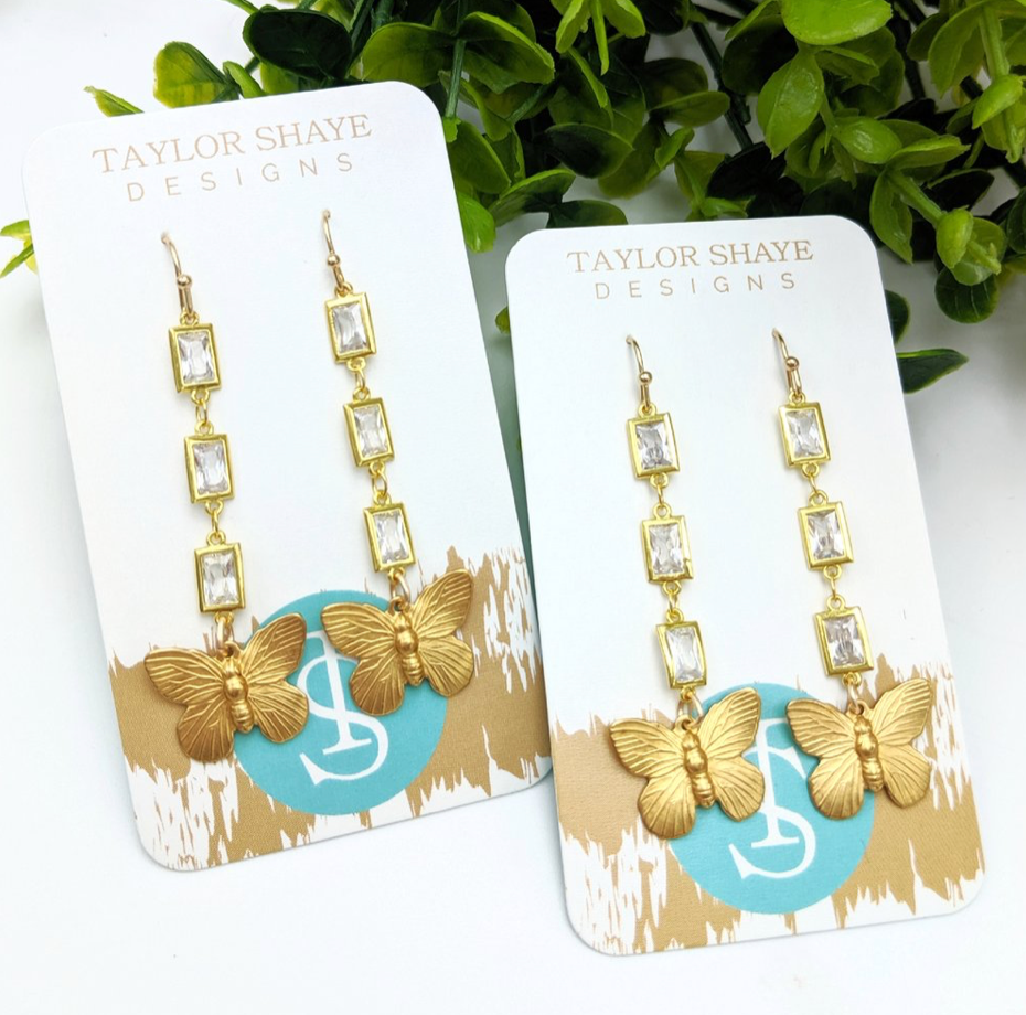 Crystal Cz Butterfly Drops - Taylor Shaye Designs