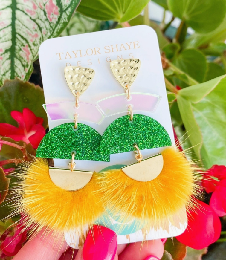 Green/Gold/White Tassels - Taylor Shaye