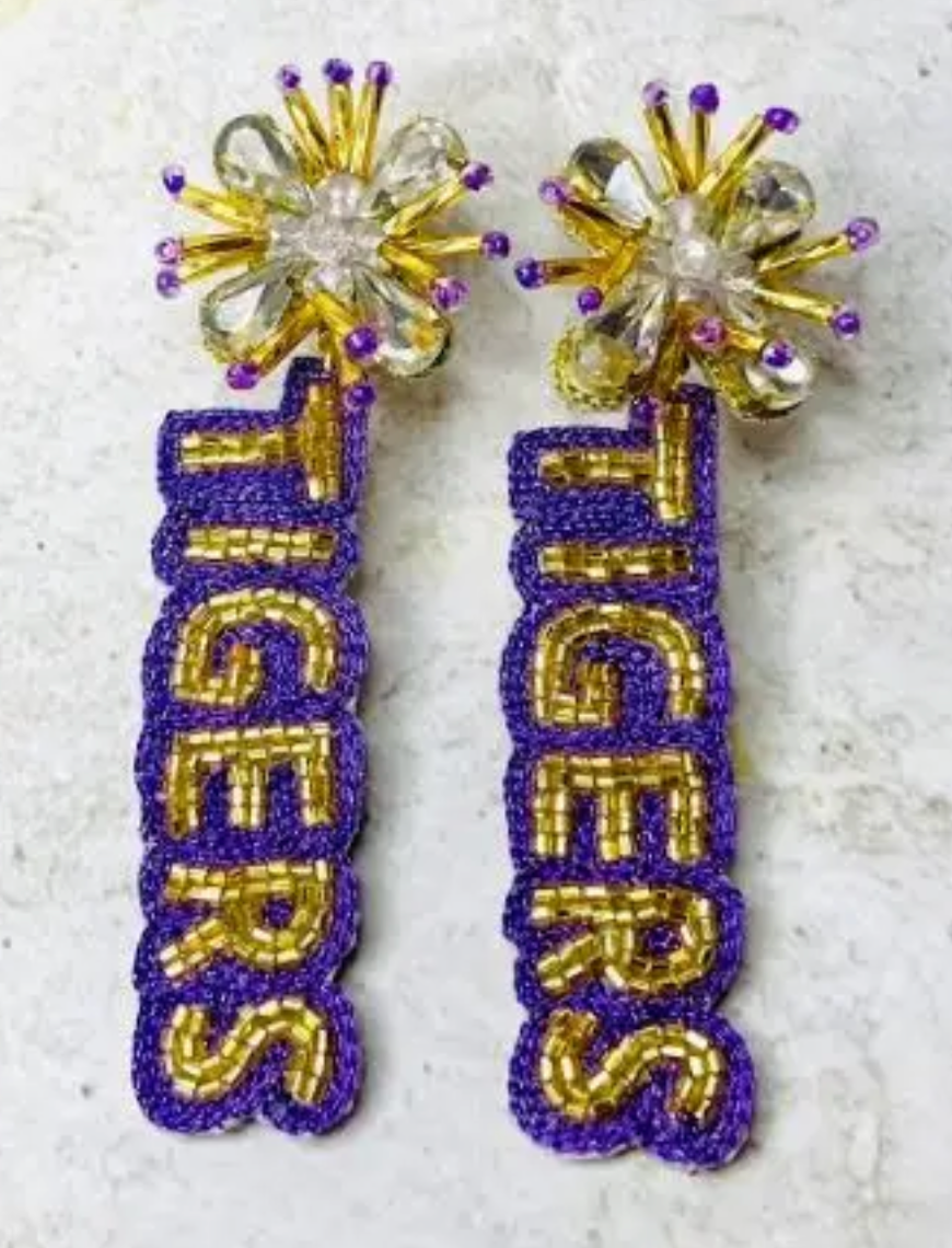 Tiger Beaded Drop Earrings