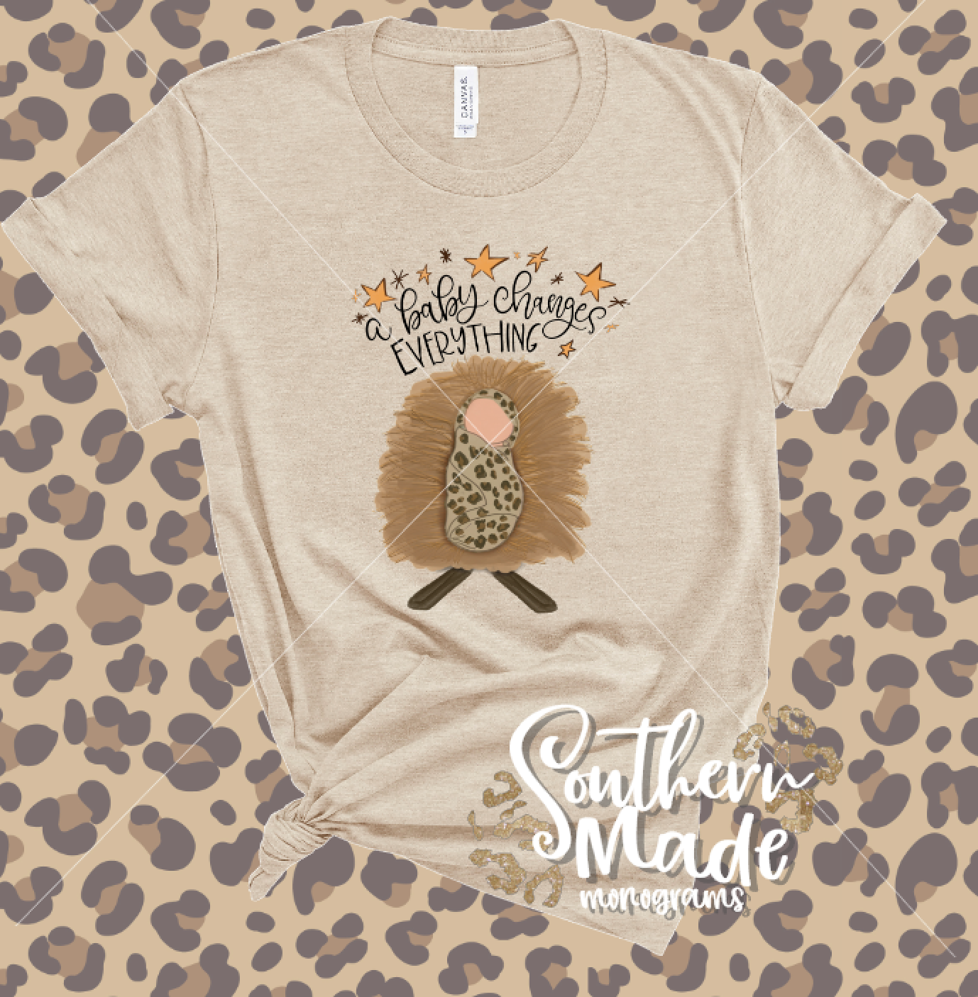 A Baby Changes Everything T-shirt - Christmas Nativity Scene