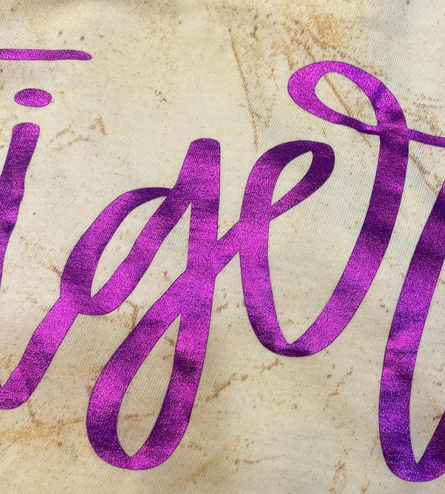 Cursive Tiger Colorblast Tee With Purple Foil