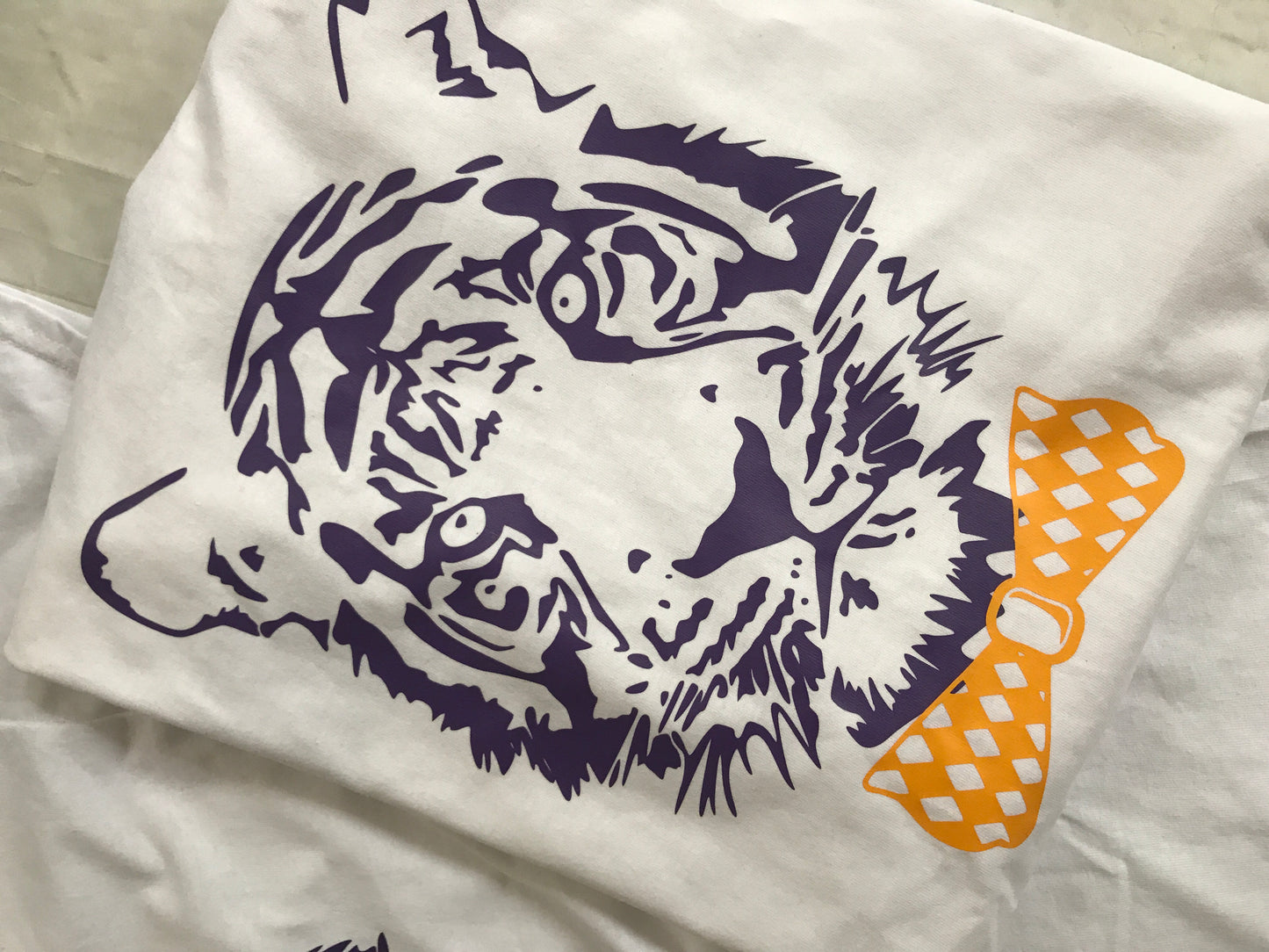 Tiger Head With Bow Tie - Jersey Tshirt - Choose Colors