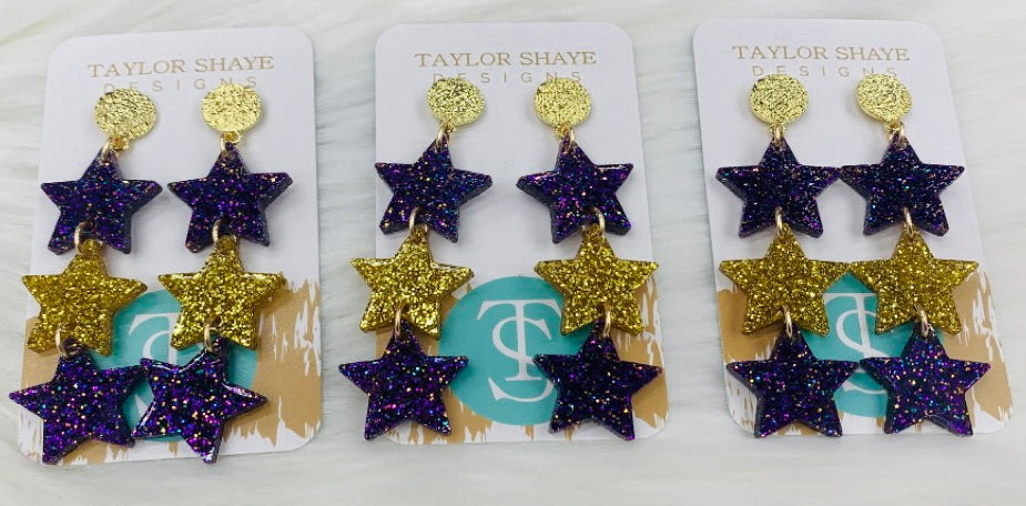 Purple & Gold Triple Star Drops