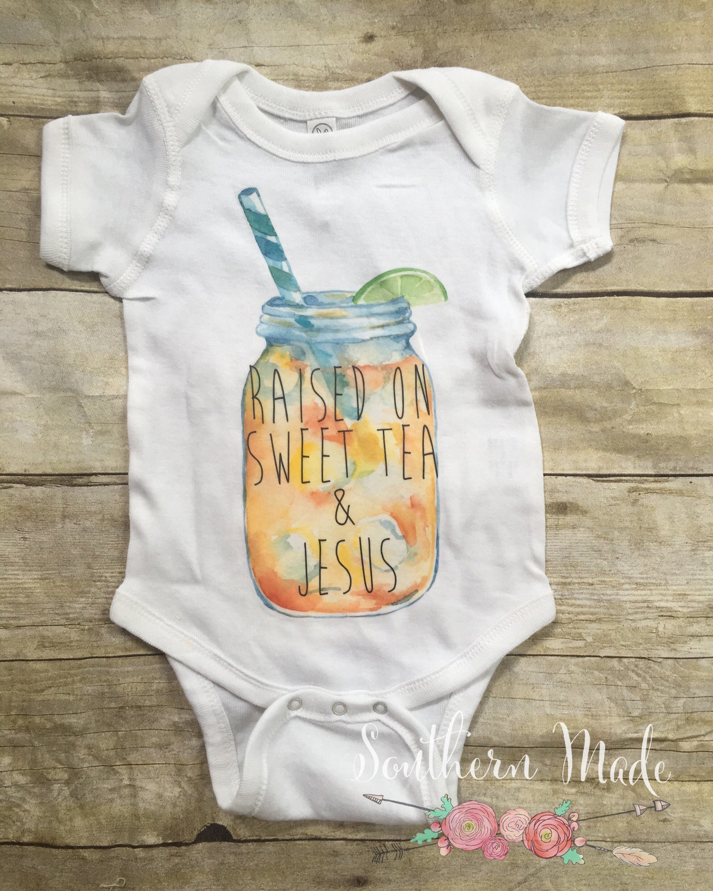 Raised on Sweet Tea and Jesus Mason Jar // Toddler Tee or Oneise // Short or Long Sleeve