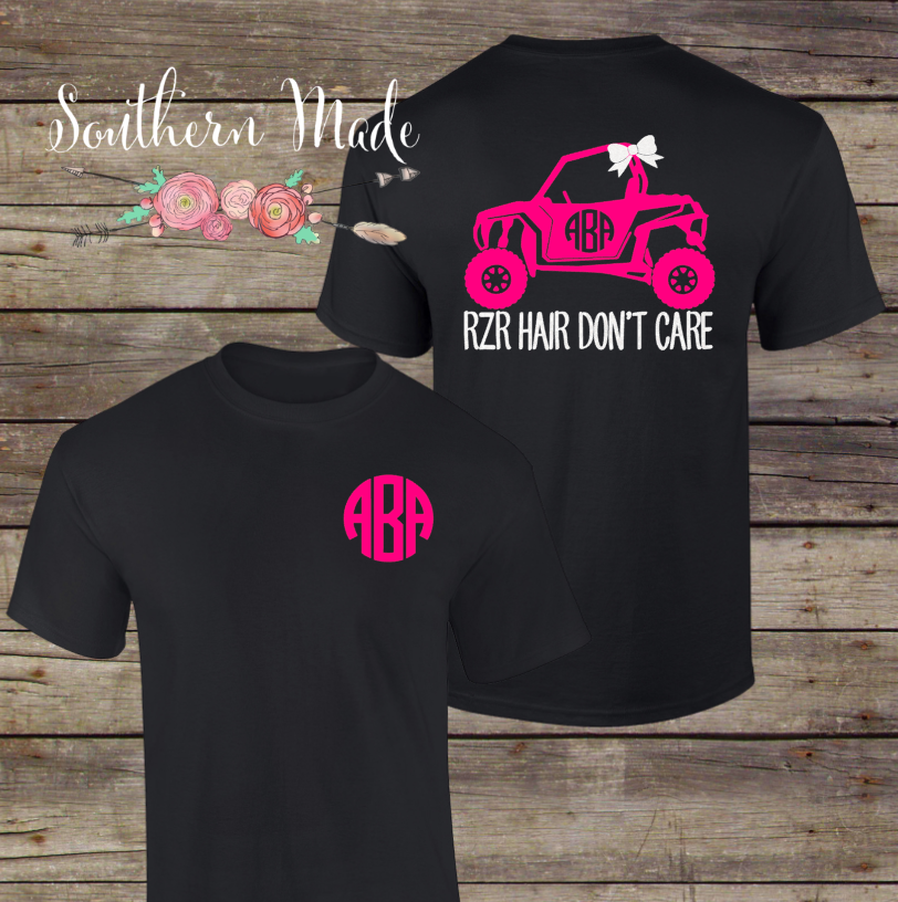 RZR Hair Don't Care Monogrammed Tshirt - Choose all your colors
