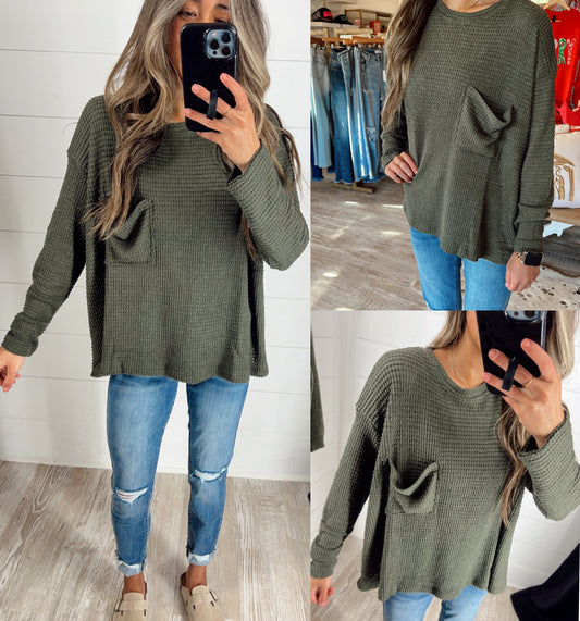 DK. Olive Jacquard Sweater